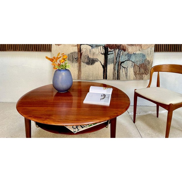 Round Minerva FD 515 Teak Coffee Table with Cane Shelf by Peter Hvidt & Orla Mølgaard-Nielsen for France & Son, Denmark, 1960s For Sale - Image 4 of 18