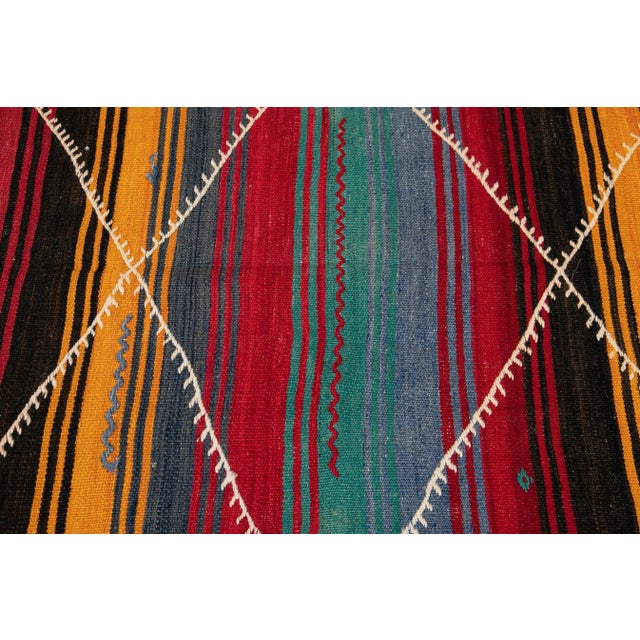 Textile Vnitage Persian Kilim Handmade Multicolor Tribal Wool Runner For Sale - Image 7 of 11