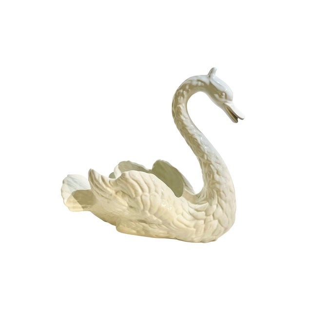 Elegant Mid 20th Century Ceramic Swan Decorative Planter or Bowl 20” Wide For Sale - Image 6 of 16