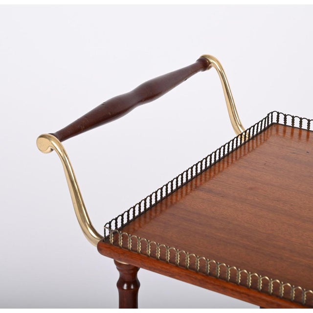 Mid-Century Italian Mahogany and Brass Serving Bar Cart, 1960s For Sale - Image 17 of 18