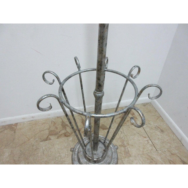 Vintage French Regency Scrolled Cast Iron Metal Umbrella Stand Clothes Tree Rack For Sale - Image 4 of 9