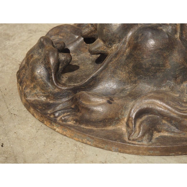 Pair of Heavy French Cast Iron Lion Building Ornaments, Circa 1900 For Sale - Image 17 of 18