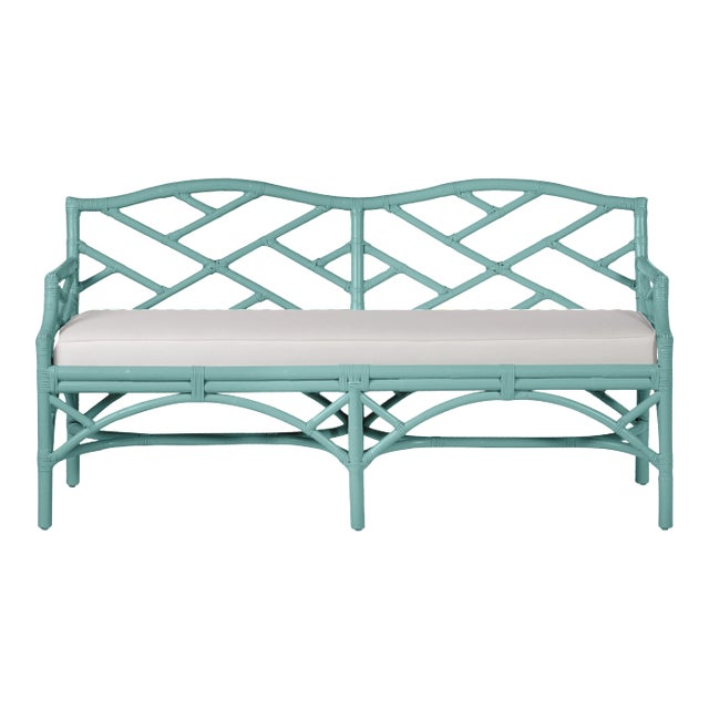 Chippendale Bench - Turquoise For Sale