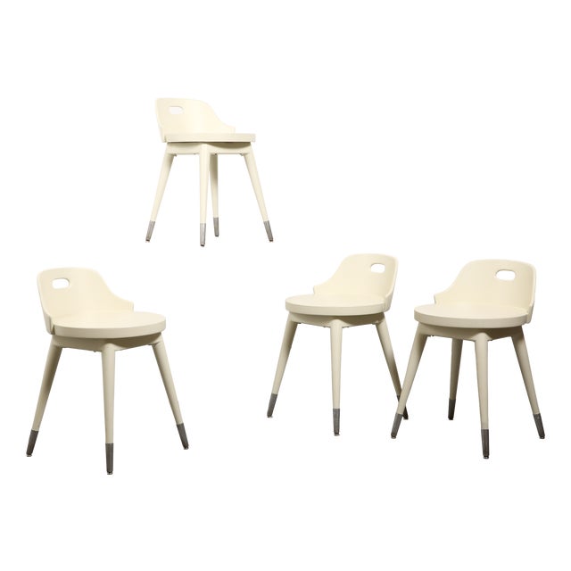Vintage White Stools, 1950s, Set of 4 For Sale