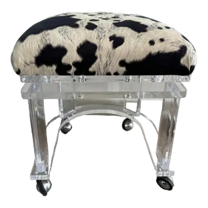 Lucite Vanity Stool With Swivel Seat