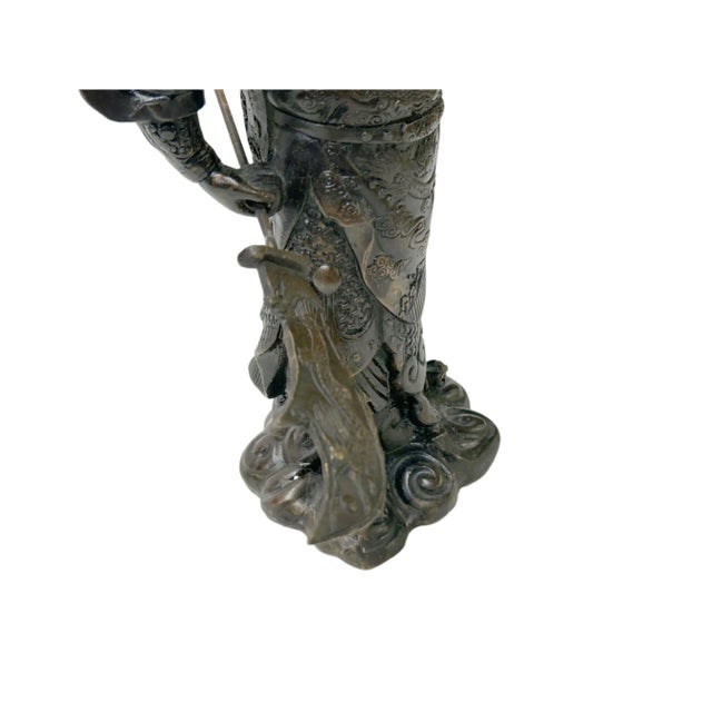 Vintage Bronze Color Metal Guan Yu Zheng Fei General Quan Statue For Sale - Image 13 of 15