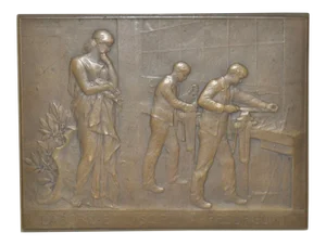 Bronze Plaque "Theophile Roussel School" by Daniel Dupuis c.1893