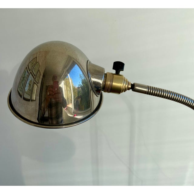 Mid-Century Modern Mid-Century Modern French Chrome Gooseneck Desk Lamp, 1940s For Sale - Image 3 of 5