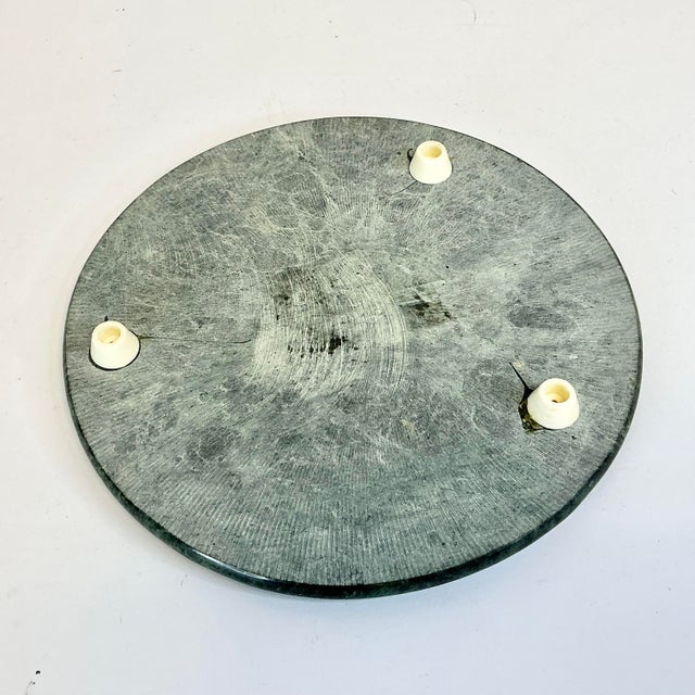1970s Vintage Boho Chic Italian Green Marble Cheese Stone Serving Piece For Sale - Image 6 of 6