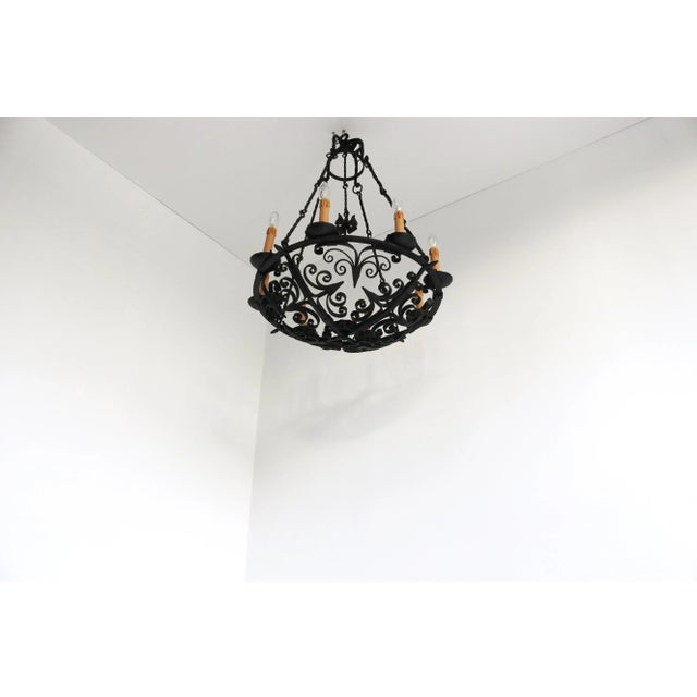Antique Wrought Iron Chandelier, 1800s For Sale - Image 9 of 16