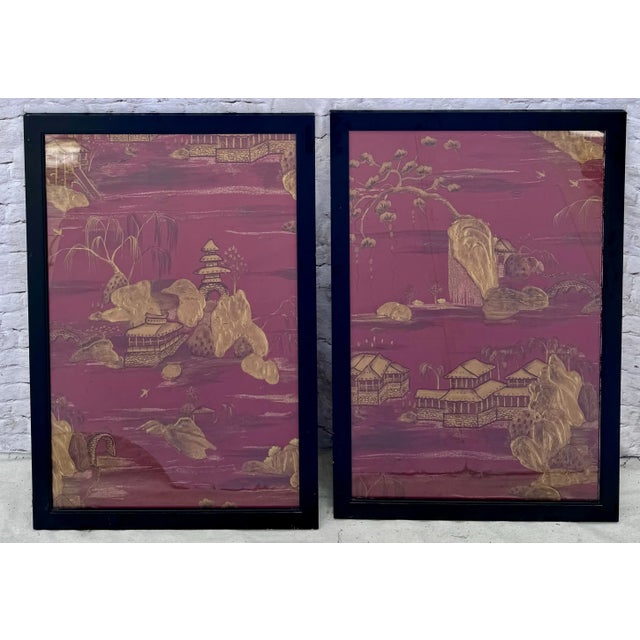 Pair Decorative Chinoiserie Panels For Sale - Image 9 of 9