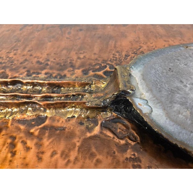 1970s Large Coffee Table in Copper with Crystal Agathe Stone from Marc Dhaenens Bel, 1975 For Sale - Image 5 of 10