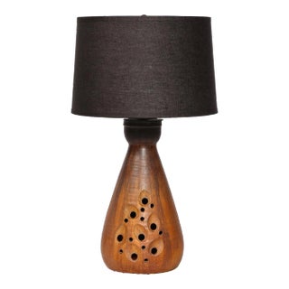 Mid-Century Modernist Ceramic Table Lamp in Graphite and Red Iron Oxide Glaze For Sale