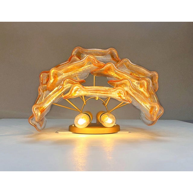 Vintage Italian Murano Wall Lights with 10 Amber Trasparent Glasses, 1990s, Set of 2 For Sale - Image 4 of 18