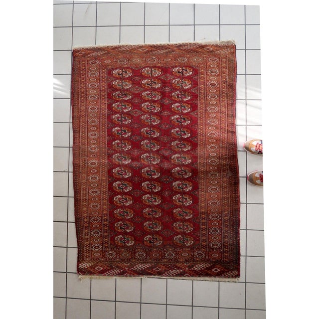 1930s, Authentic Antique Turkmen Tekke Rug 4.4' X 6' For Sale - Image 11 of 14