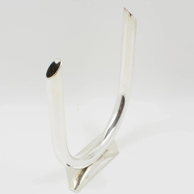 French Silver Plate Modernist Bud Vase For Sale - Image 10 of 11