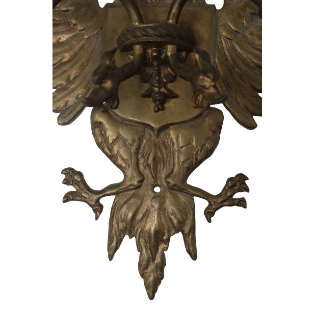 Continental Cast Brass Crowned Double-Headed Eagle & Dragon Candle Sconces — Pair, Attributed to the 19th Century For Sale - Image 10 of 18
