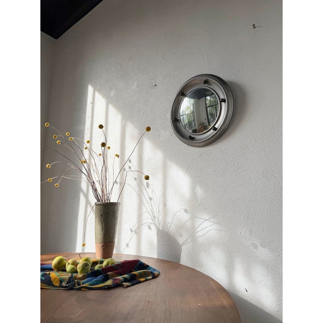 Antique English Style Round Convex Metal Mirror, 1900s For Sale - Image 17 of 18