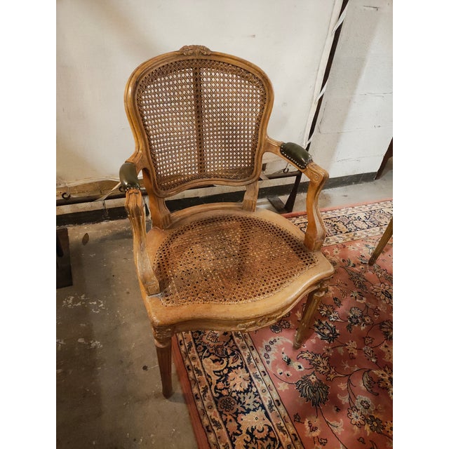 French Pair of 19th Century French Louis XVI Bergère Armchairs With Cane Seats and Backs For Sale - Image 3 of 10