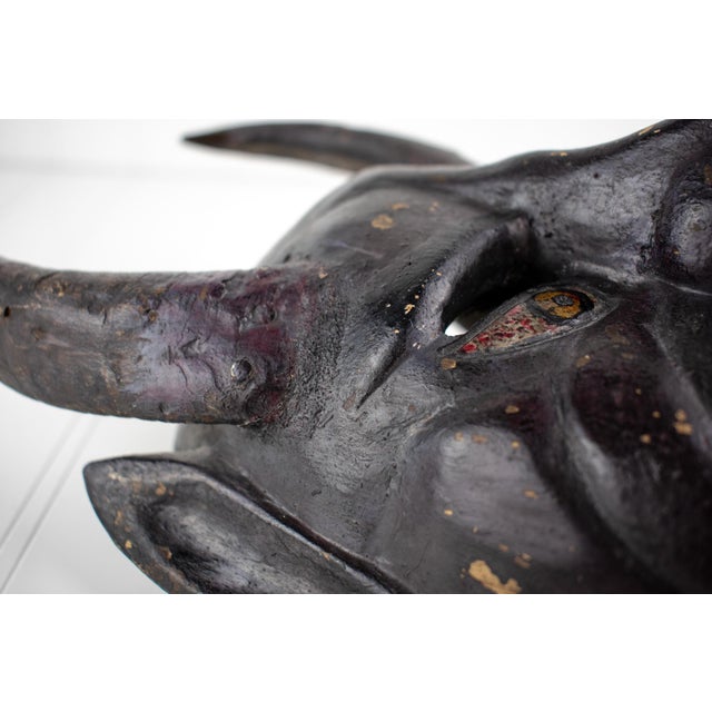 Mexican Mid 20th Century Hand Carved Devil / Demon Mask With Horns For Sale - Image 3 of 18