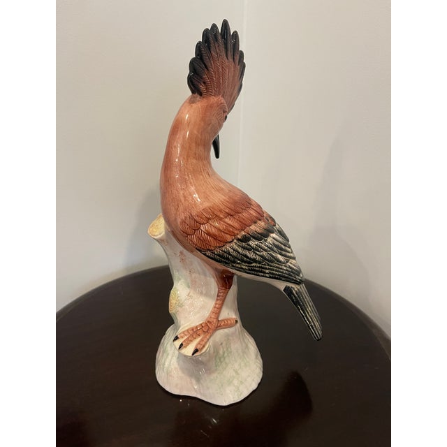 Eximious Italian Mid 20th Century Pair Porcelain Hoopoe Birds For Sale In New York - Image 6 of 14