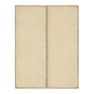 Rug & Kilim’s Contemporary Kilim in Gray and Cream White Textural Stripes For Sale