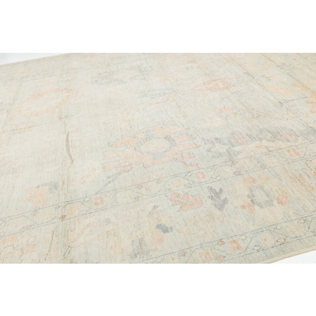 Soft Pastel Modern Oushak Style Hand-Knotted Wool Area Rug 12x15 For Sale - Image 10 of 11
