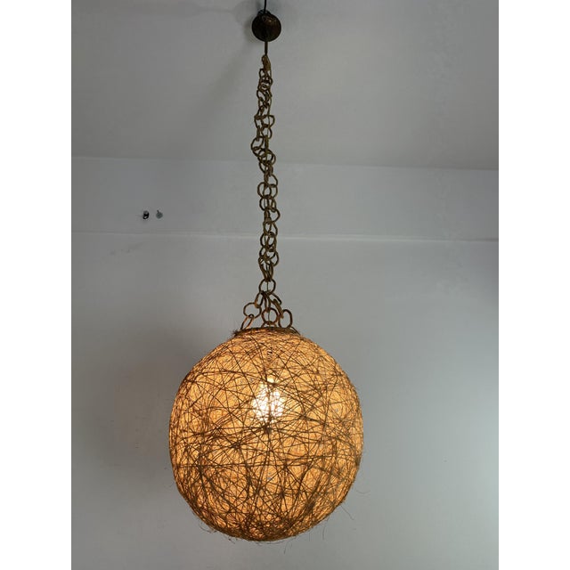 Mid-Century Italian Twine and Rattan Pendant Light, 1960s For Sale - Image 4 of 12