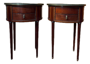 Louis XVI Style Oval Bedside Tables, Set of 2