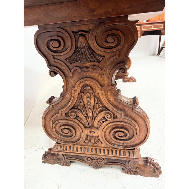 20th Century Renaissance Carved Walnut Dining Table For Sale - Image 11 of 18