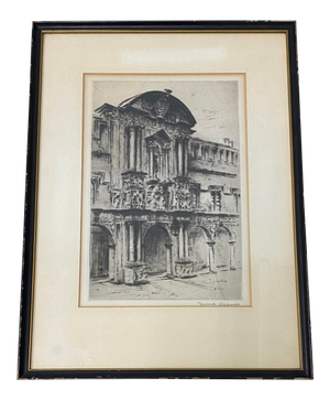 Early 20th Century European Architecture Drypoint Etching C.1930