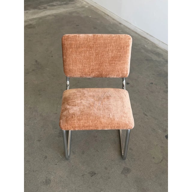1970s Chrome Cantilevered Dining Chairs in Chenille For Sale - Image 10 of 10