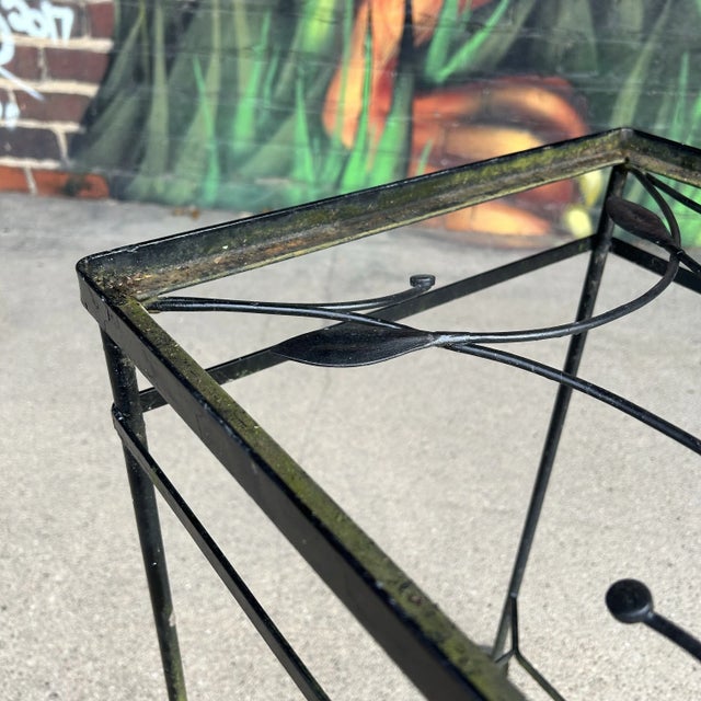 Metal 1950s Salterini Outdoor Patio Iron Tall Side Table, Attributed For Sale - Image 7 of 12