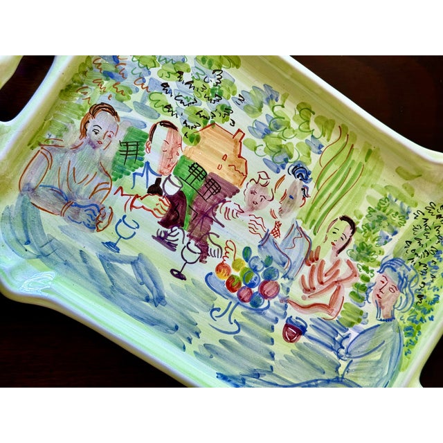 Late 20th Century Deruta Raoul Dufy Painted Tray For Sale - Image 5 of 9