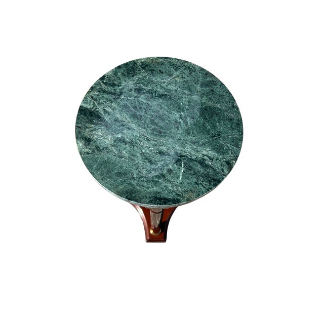 Wood Vintage Bombay Company Regency-Style Mahogany Pedestal Stand With Green Marble Top For Sale - Image 7 of 10