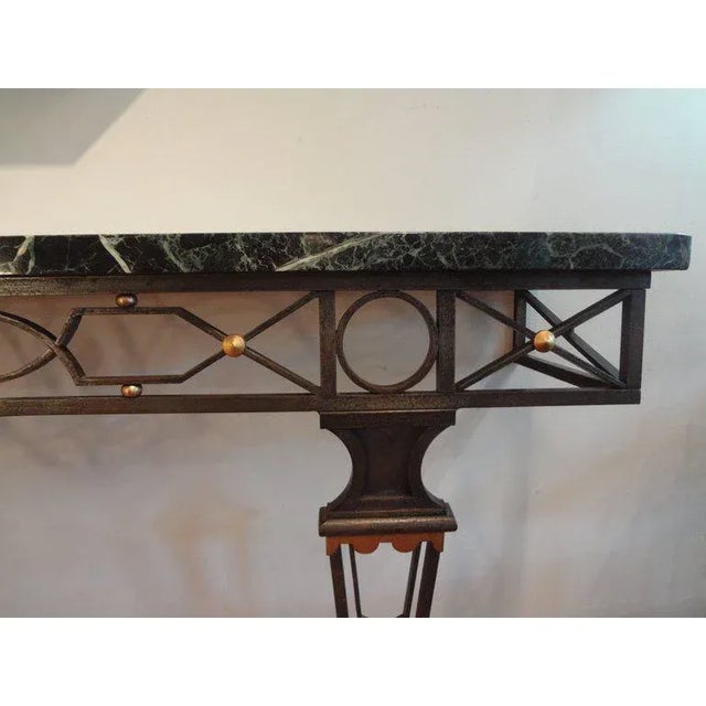 Art Deco French Neoclassical Style Gilbert Poillerat Attributed Iron Console Table For Sale - Image 3 of 10