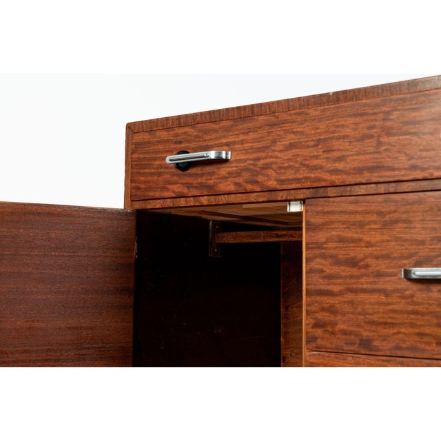 Brown Art Deco Tiger Wood Dresser Cabinet, Vintage Streamline Modern 1940s For Sale - Image 8 of 15
