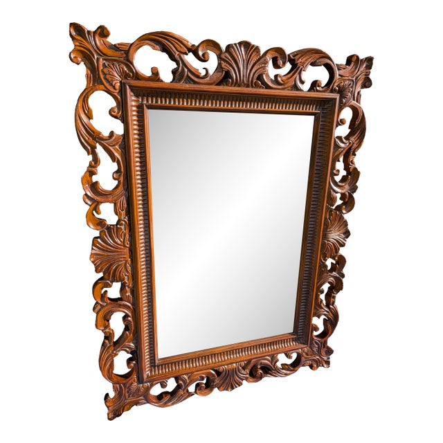 1990s Drexel Heritege Large Mahogany Framed Wall Mirror. This Mirror Is Part of the Talavera Tuscan Collection. For Sale
