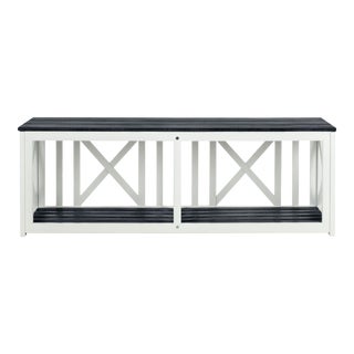 Outdoor Patio Bench in Dark Slate Grey For Sale