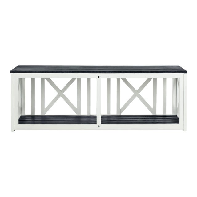 Outdoor Patio Bench in Dark Slate Grey For Sale