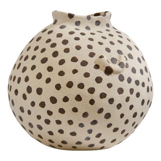 Le Poisson Globe Beige Sandstone Vase by Lou Thomas For Sale