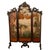 A fine antique carved walnut French Louis XV style Rococo three fold screen, with oil paintings on canvas depicting...