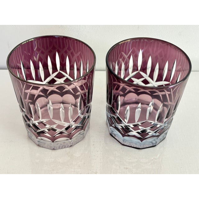Mid 20th Century Mid 20th Century Ajka Crystal "Castille" Purple Rocks Glasses, a Pair For Sale - Image 5 of 8