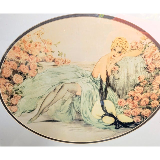 Louis Icart Vintage 1974 Louis Icart "La Belle Rose" Framed Art Deco Lithograph Print For Sale - Image 4 of 6