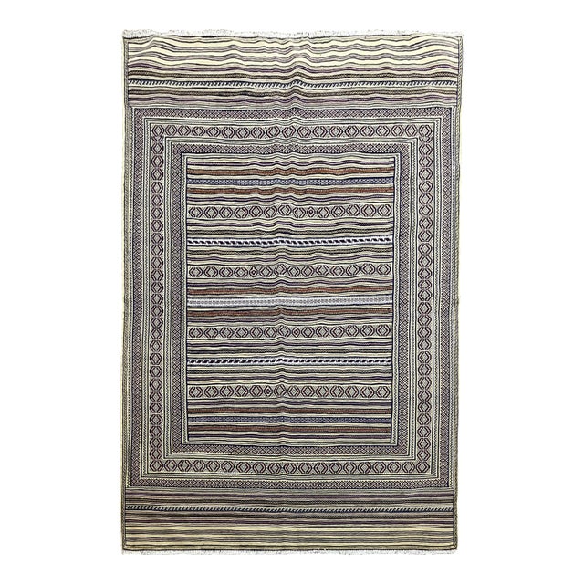 Handwoven Persian Kilim Rug 4'8" X 6'4" For Sale