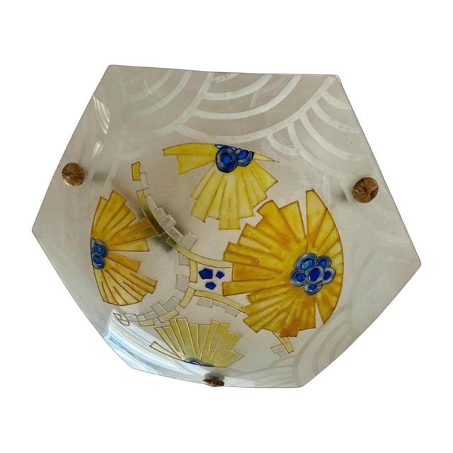 Glass Vintage French Art Deco Pendant Light in Glass, 1920s For Sale - Image 7 of 7