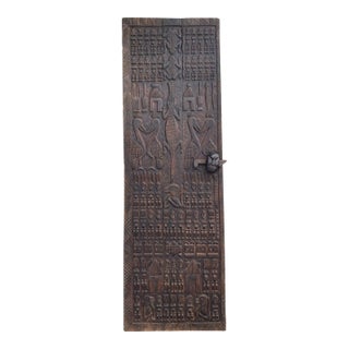 Vintage Granary Dogon Door W/Nomoo Ancestors /Crocodiles/ Mali African 80" H For Sale