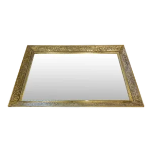 Vintage Gold Tone Scroll Mirrored Vanity Tray