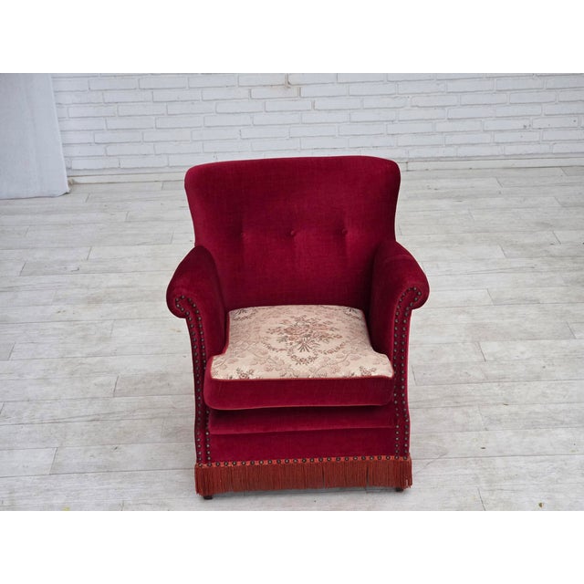 Vintage Danish Lounge Chair in Furniture Velour with Ash Wood Legs, 1970s For Sale - Image 17 of 18