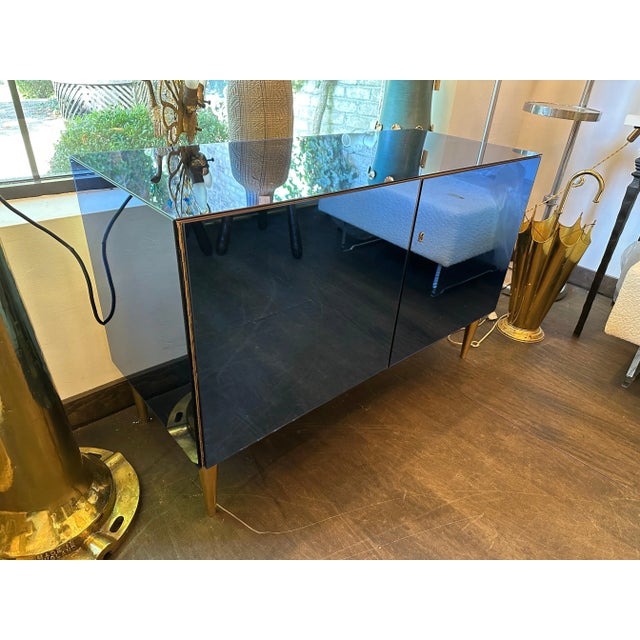 EFFETTO VETRO Italian Blue Tinted Mirror Cabinet For Sale In Miami - Image 6 of 10